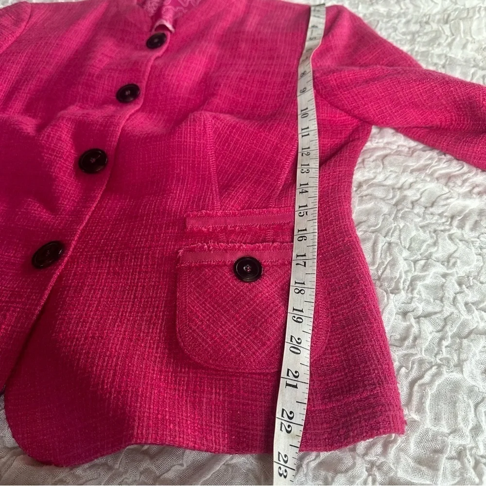 Pink Textured Blazer Jacket Womens Size 12 Workwear Lined Button Front